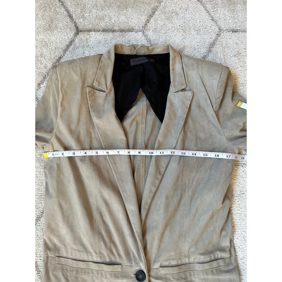 Alan Bilzerian Tan One-Button Suede Blazer Sz IT 44 (US 10-12 Large) - Picture 9 of 16
